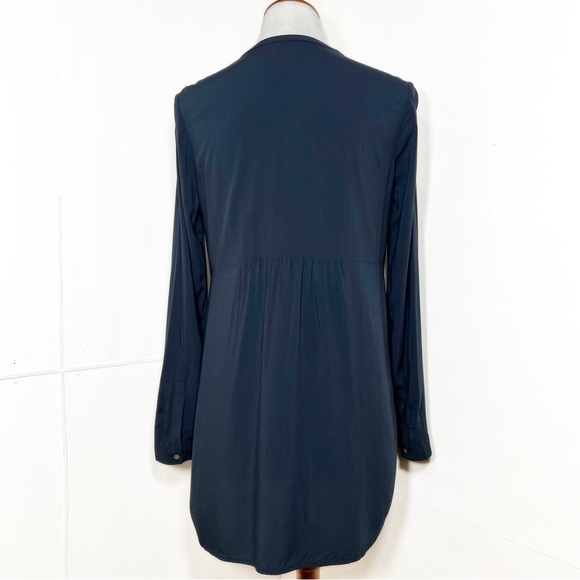 J. Jill Navy Blue Smocked Long Sleeve Buttondown Tunic - Picture 5 of 10